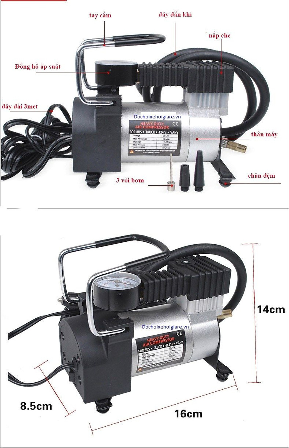 Máy Bơm Hơi Ô Tô Đa Năng 12V - 150PSI, Bơm Nhanh, Tiện Dụng Cho Mọi Nhà