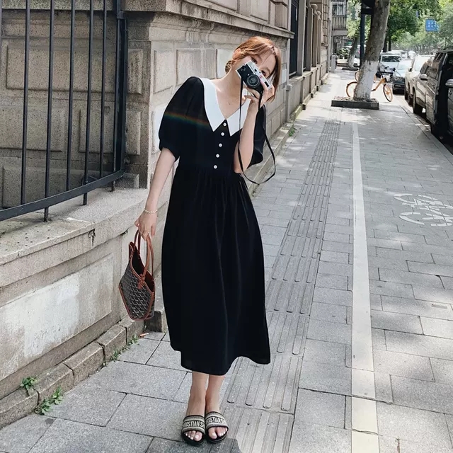 Đầm suông tay bồng nữ Hàn Quốc mới nhất