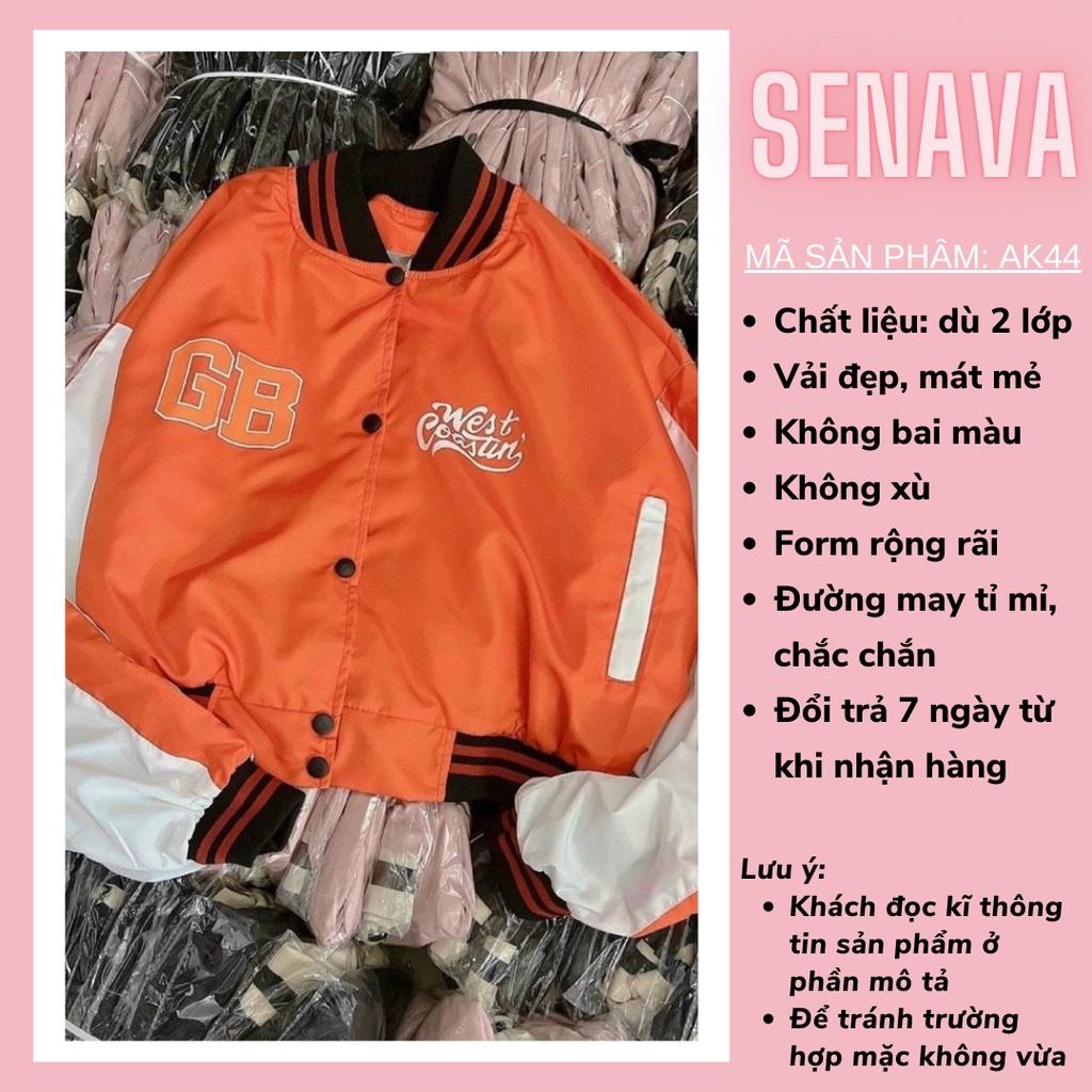Áo khoác dù nữ bomber gió Ulzzang 2 Lớp cánh dơi form rộng In Chữ GB SENAVA