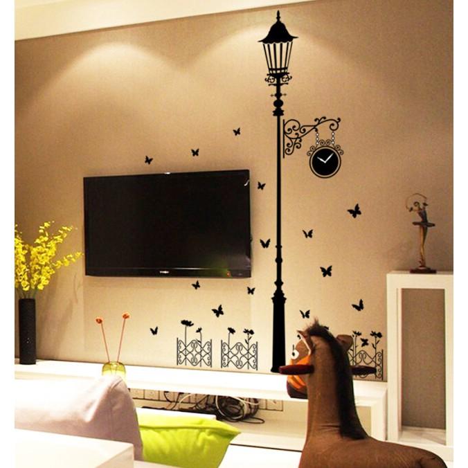 Decal dán tường Combo cột đèn đêm + bồ công anh