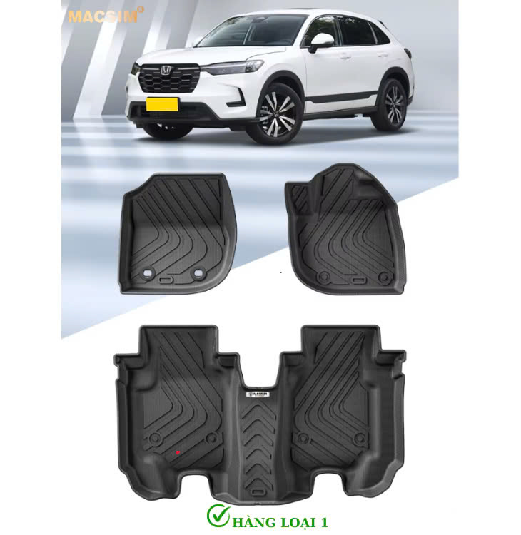 Thảm lót sàn ô tô (sd4) 1 lớp cao cấp dành cho xe Honda HRV 2023+ (sd4) nhãn hiệu Macsim chất liệu TPE màu đen