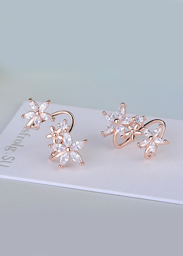 Bông tai hoa đôi nạm đá zircon BHBT278