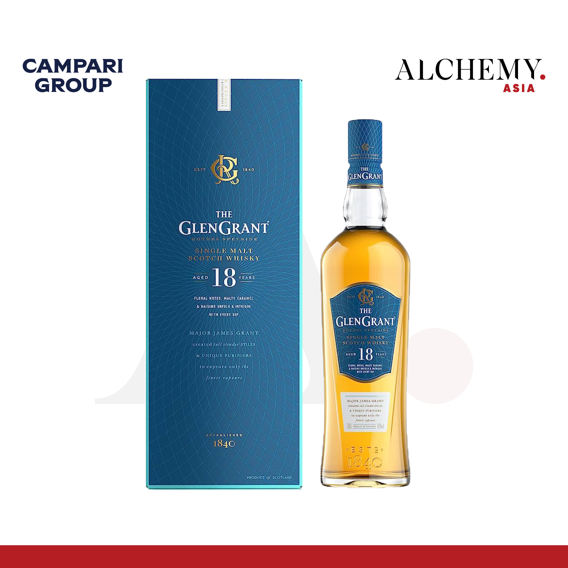 [TET EDITION 2024] Rượu Glen Grant Single Malt Scotch Whisky 18YO 43% 1x0.7L