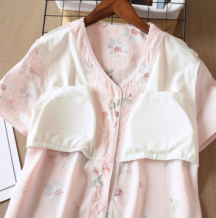 Bộ Đồ Pijama Nữ Mặc Nhà Ngắn Tay Azuno ABN2606 Chất Liệu Cotton Lụa Có Lót Ngực Tiện Lợi Cho Mùa Hè