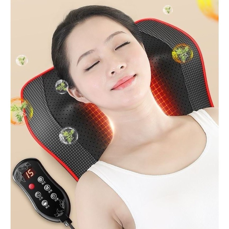 Gối Massage Cổ Vai Gáy RULAX, Tựa Lưng Massage Hồng Ngoại Đa Năng 20 Bi, 2 Động Cơ Rung