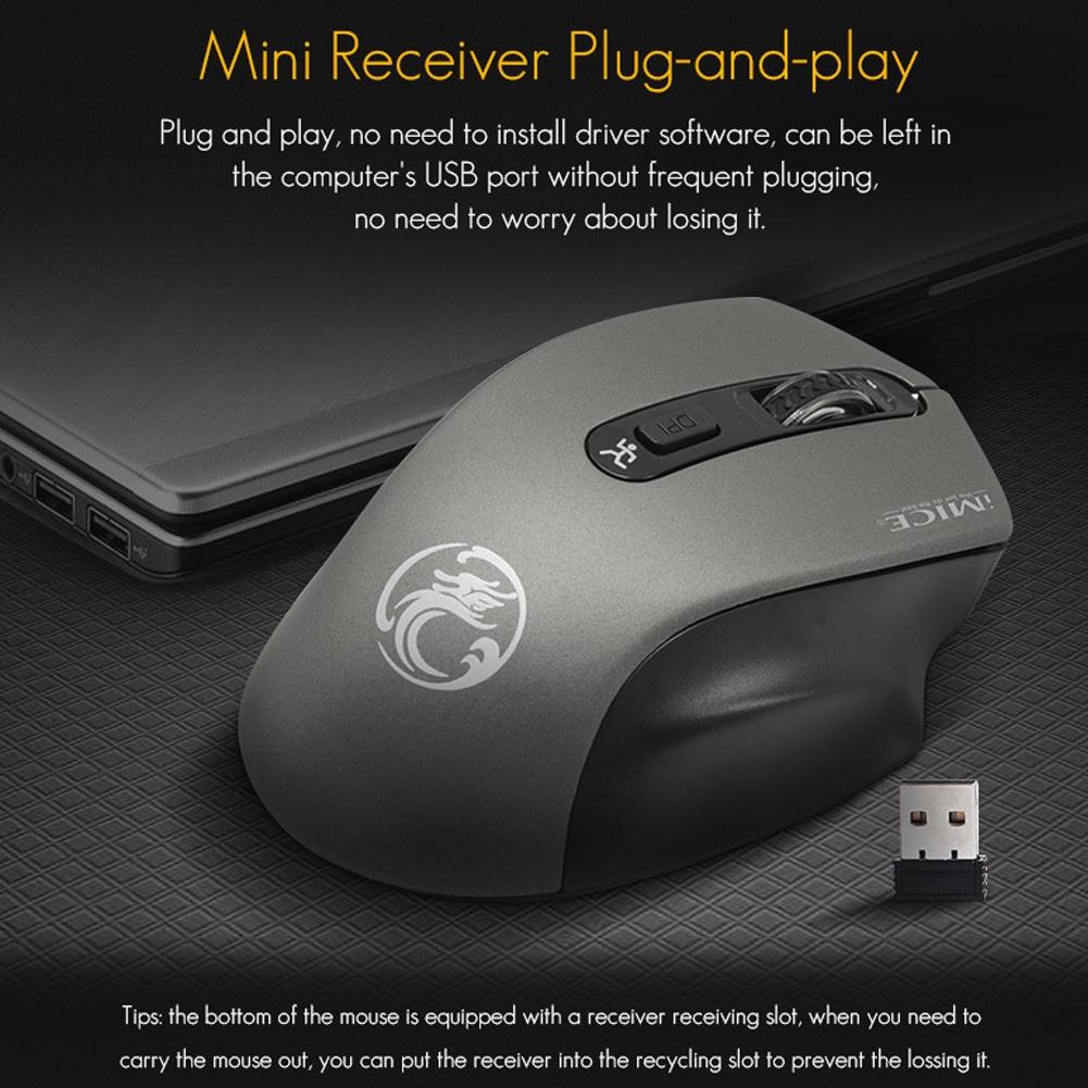 Chuột chơi game không dây 2.4GHz kèm đầu nhận USB cho Laptop