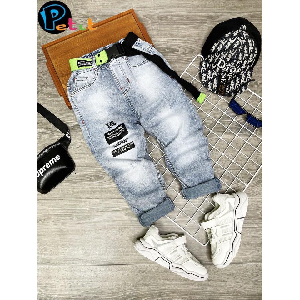 Quần jeans dài cho bé trai phối đồ đi chơi đi tiệc phong cách đẹp size 16-40kg hàng co giãn thoải mái
