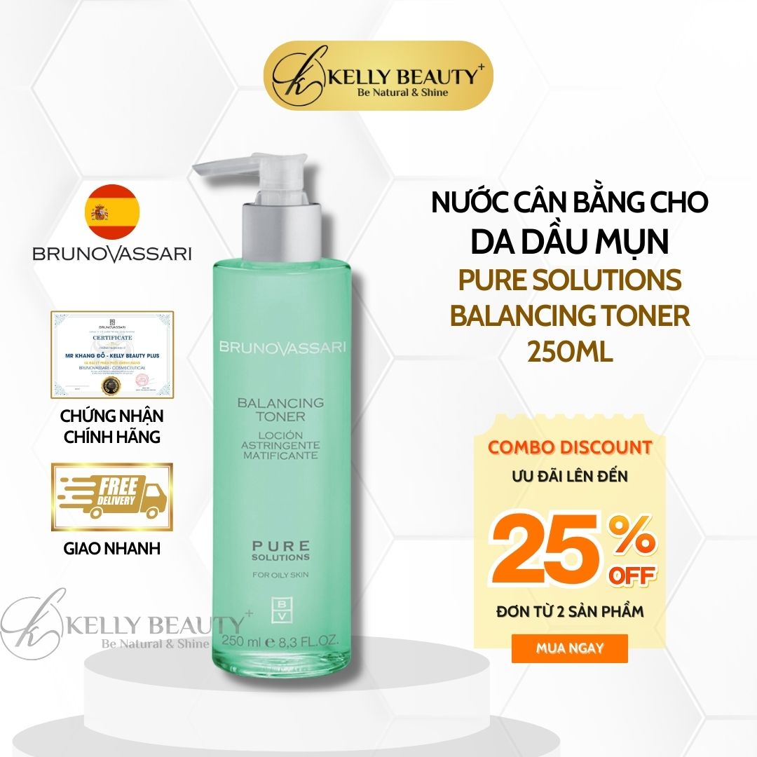 Nước Cân Bằng Cho Da Dầu Mụn Bruno Vassari Pure Solutions Balancing Toner | Kelly Beauty