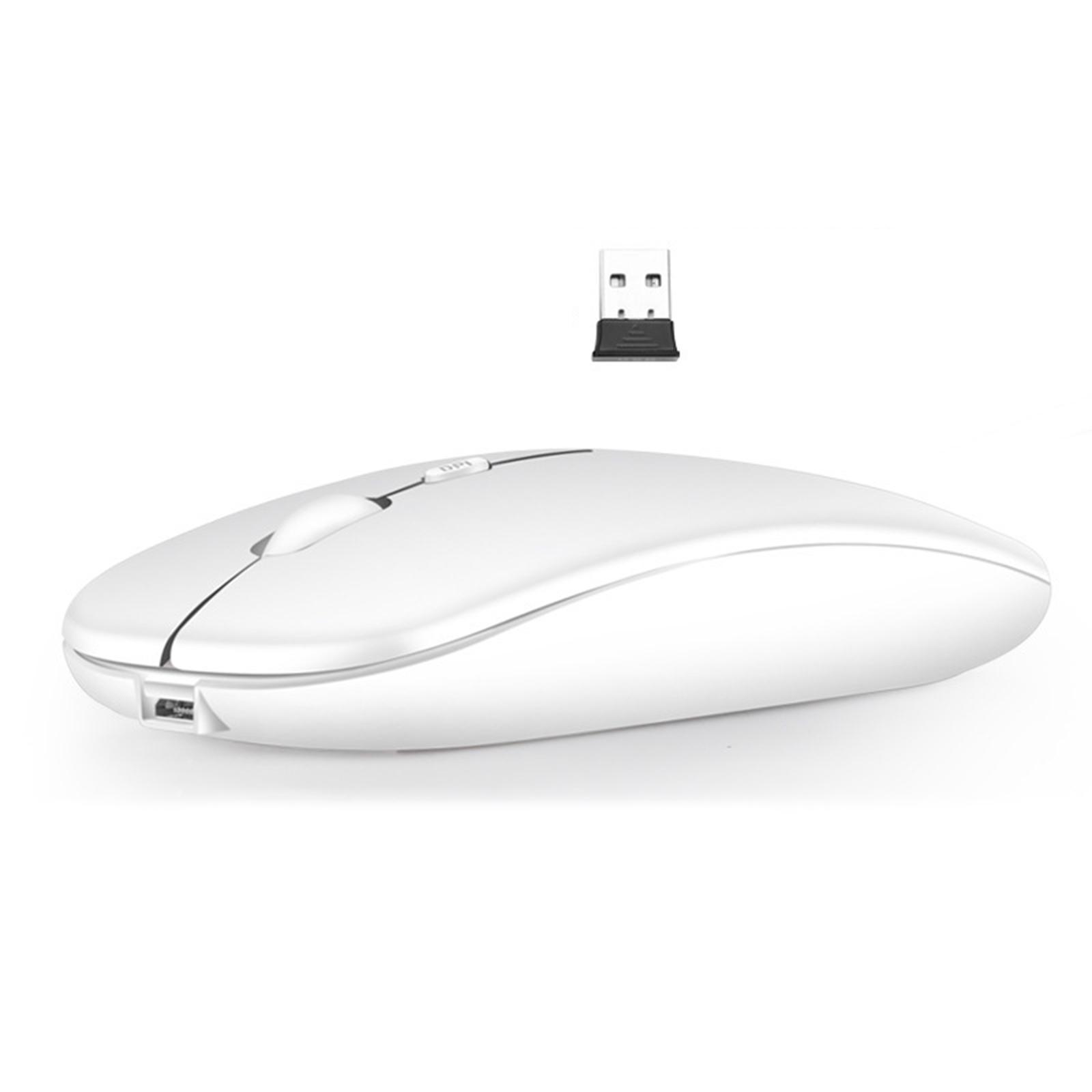 LED Backlit USB Optical Wireless Mute Office Mice White