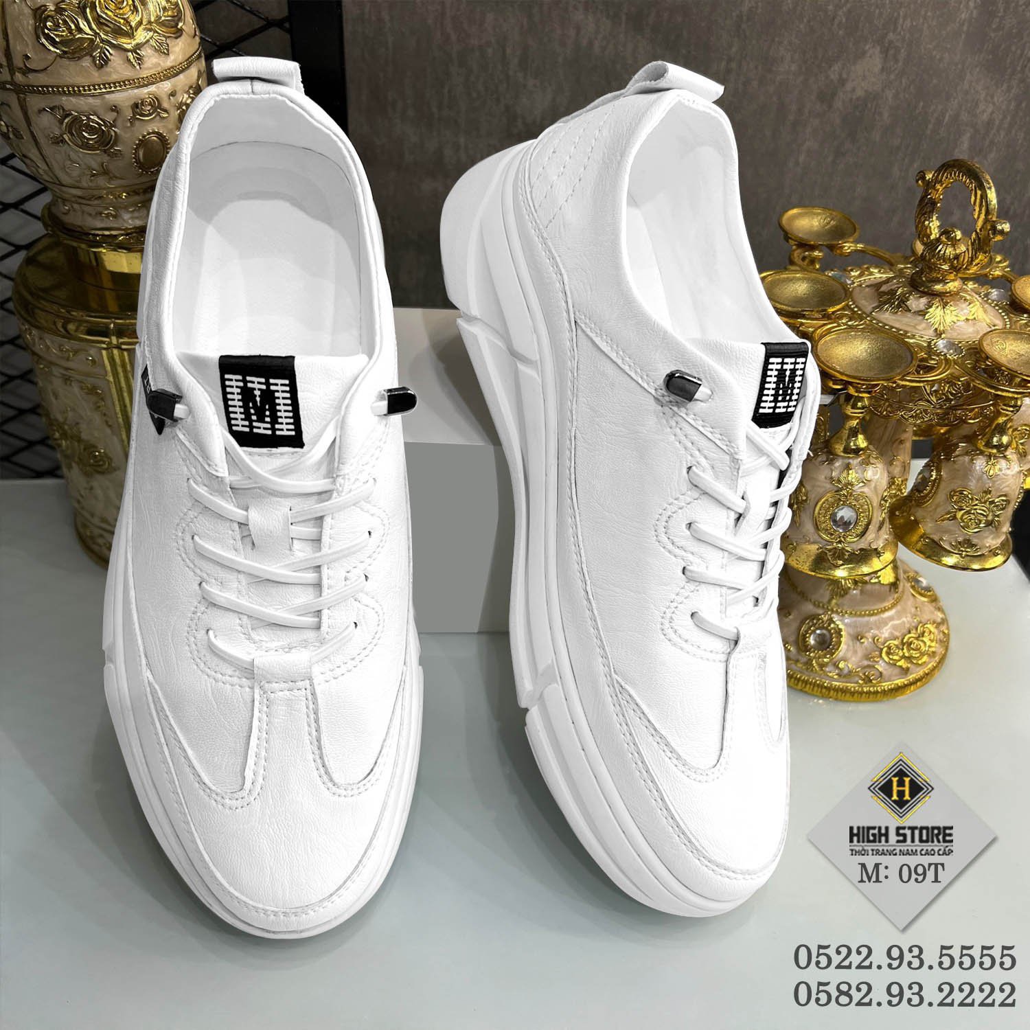 Giày Thể Thao Nam Màu Trắng Buộc Dây 1993Shop - Giầy Nam Da Pu Size Từ 38 Đến 44 M09