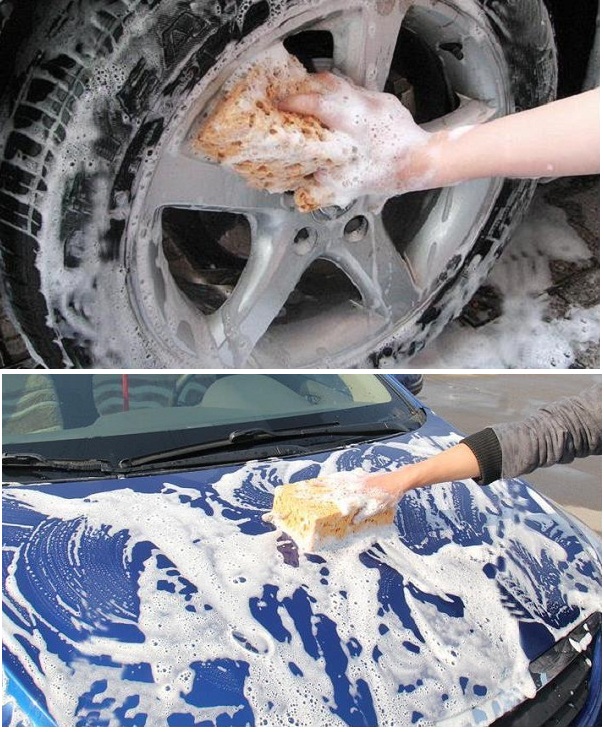 Mút lau rửa xe hơi ô tô có dây treo