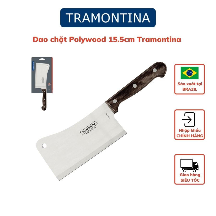 Dao Chặt Xương Tramontina 16cm Cán Gỗ Polywood Chất Liệu Thép Không Gỉ Nhập Khẩu Brazil