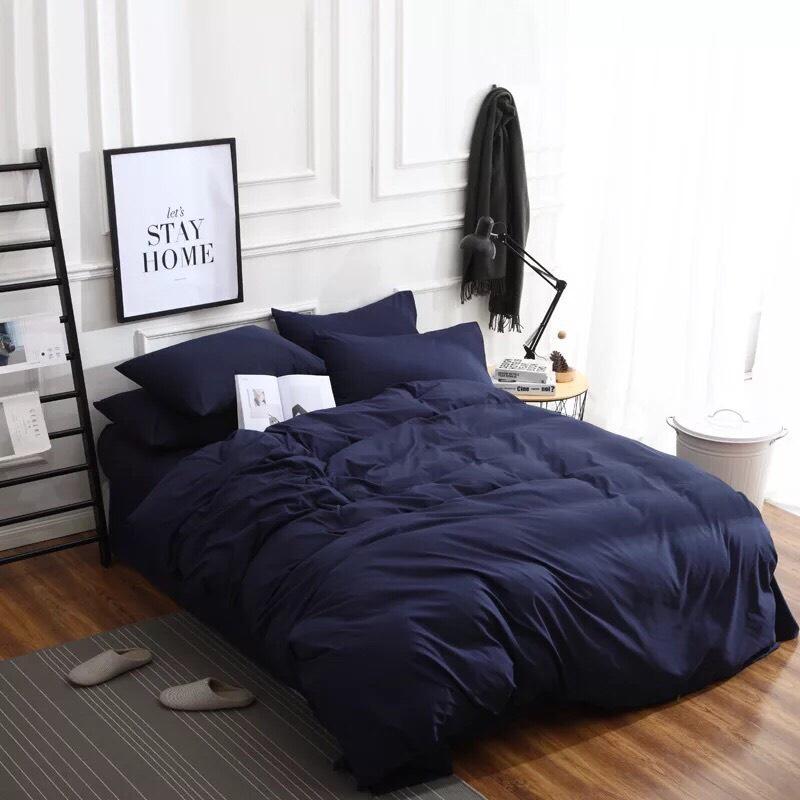 Bộ chăn ga gối cotton poly màu trơn - chăn mền, drap giường, vỏ gối - ga giường đủ size