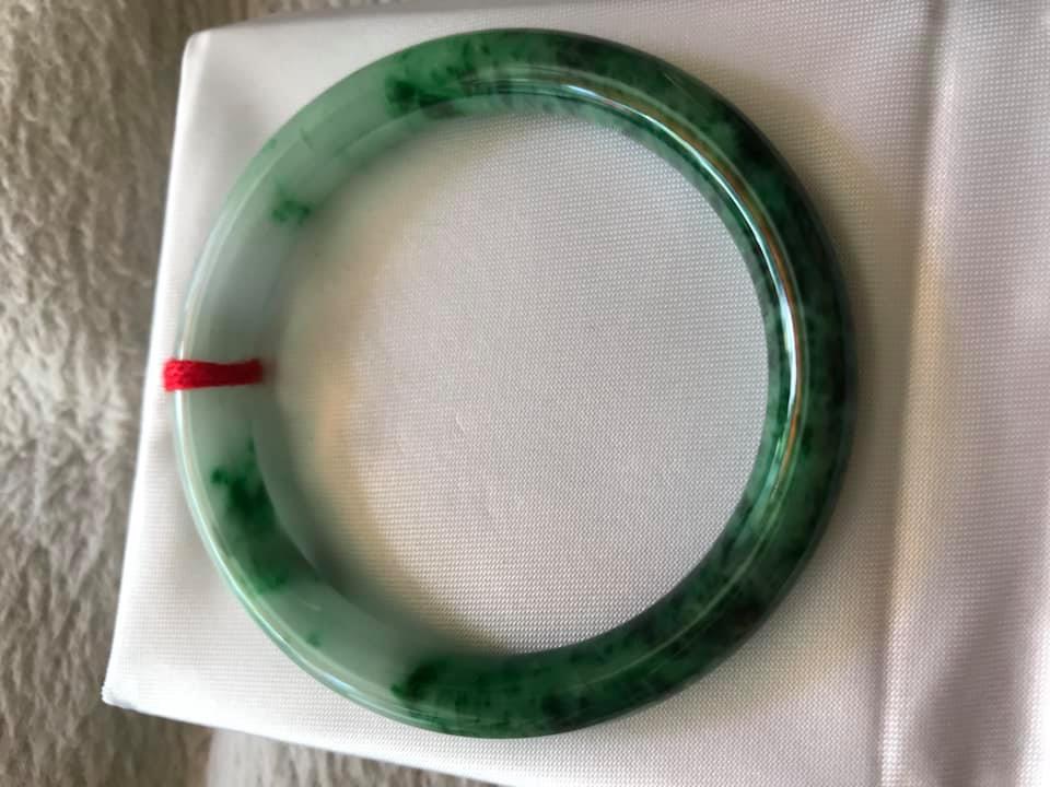 VÒNG KHỐI CẨM THẠCH TỰ NHIÊN MÀU XANH SƠN THUỶ LÝ 50MM x dầy 7,2mm VÒNG TAY NỮ BÓNG ĐẸP 48KG - 57KG ĐEO