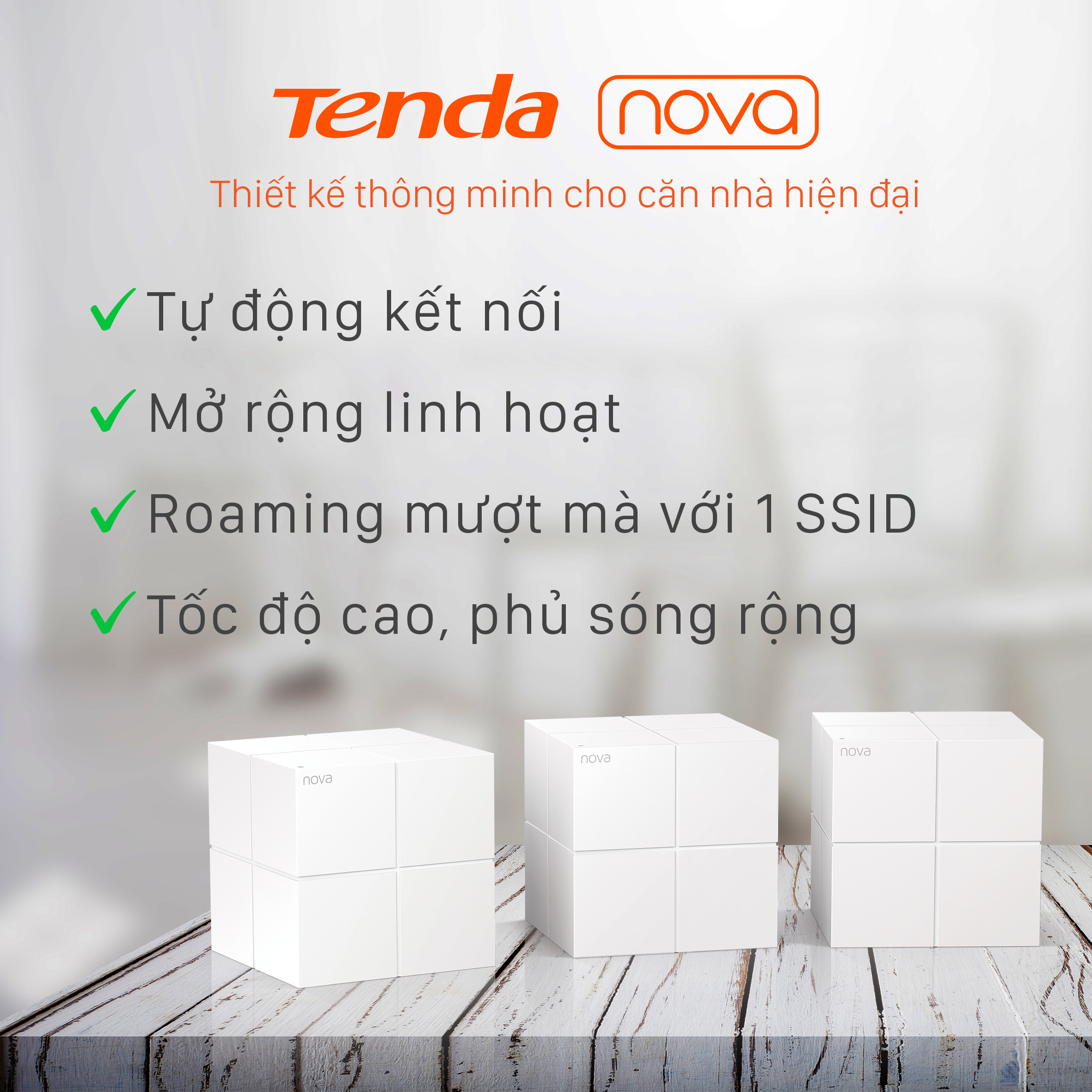 Hệ thống Wifi Nova Mesh cho gia đình Tenda MW6 Chuẩn AC 1200Mbps (2 node) - Hàng Chính Hãng