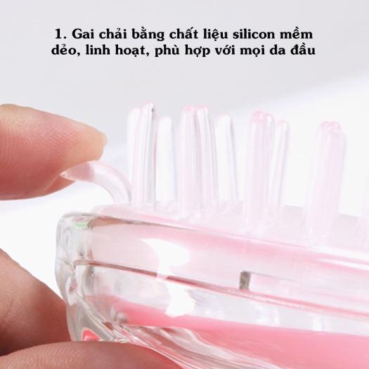 Lược massage đầu Silicon thư giãn thoải mái có tay cầm tiện lợi