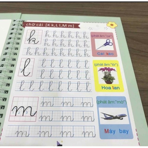 Combo 02 quyển vở luyện viết chữ và số đẹp tự xóa chuẩn tiếng Việt
