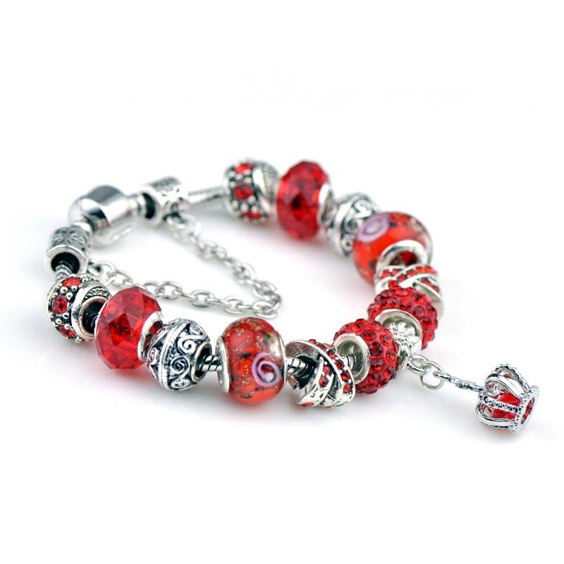 Vòng tay vương miện charm hoa