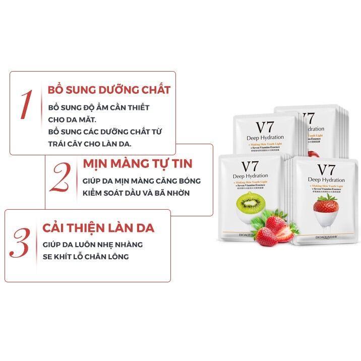 Mặt nạ giấy chống lão hóa dưỡng da trắng da dưỡng ẩm giảm mụn V7 Bioaqua LUVELA MN05