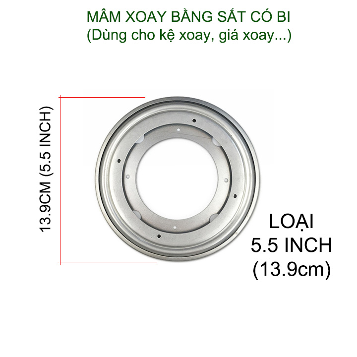 01 Mâm xoay 360 độ dùng cho kệ sách, bàn xoay đa năng, bằng thép mạ chống gỉ có bi (D13.9-D35cm tùy chọn)