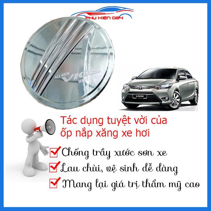Ốp nắp bình xăng Vios 2014-2015-2016-2017 mạ crom bảo vệ chống trầy trang trí ô tô
