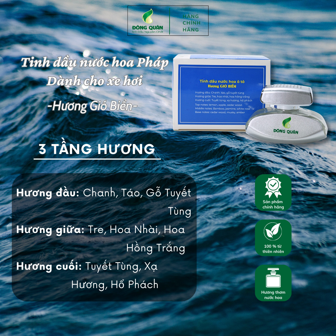 Nước Hoa Ô Tô Cao Cấp Đông Quân Với Hương Thơm Tinh Tế, Sang Trọng Từ Tinh Dầu Nước Hoa Pháp Và Tây Ban Nha, Chai 55ml