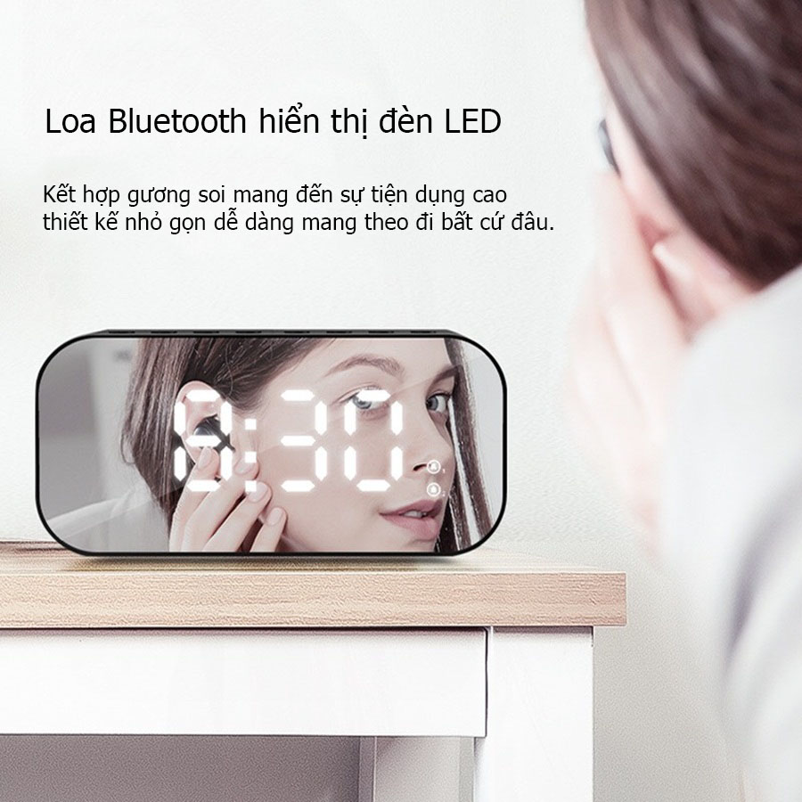 Loa Bluetooth - Kiêm đồng hồ báo thức