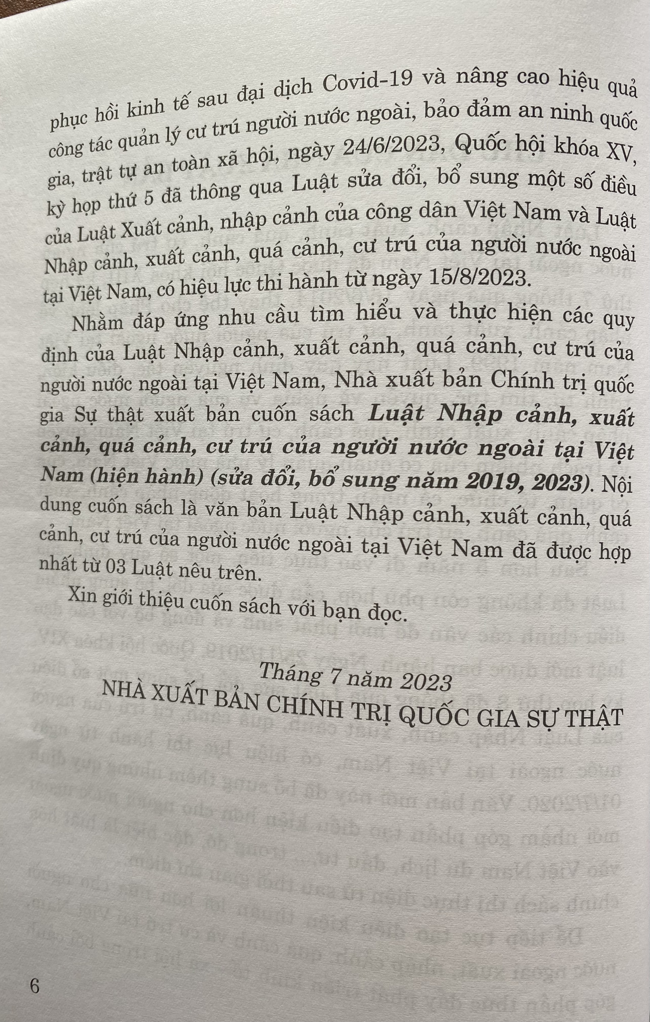 Luật nhập cảnh, xuất cảnh, quá cảnh, cư trú Của người nước ngoài tại Việt Nam