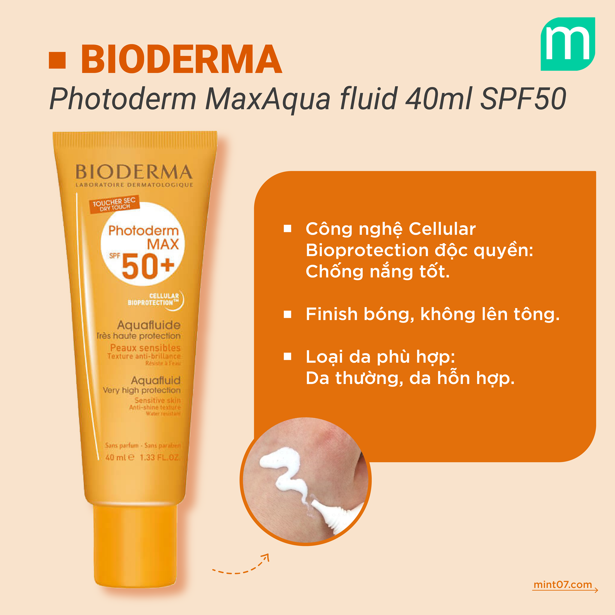 Kem Chống Nắng Bioderma Photoderm Max Aqua Fluide SPF 50+ 40ml