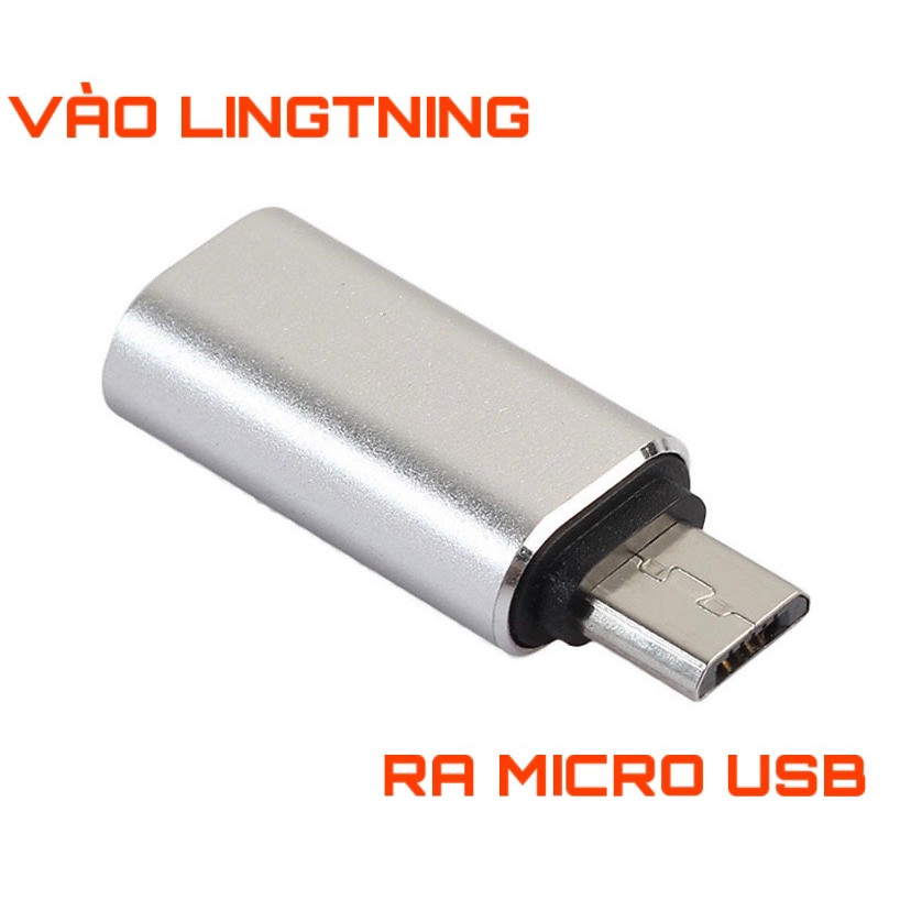 Đầu chuyển Lightning sang Micro Usb Jack chuyển cho máy andoird và iphone adapter ( Vào Lightning Ra Micro Usb )