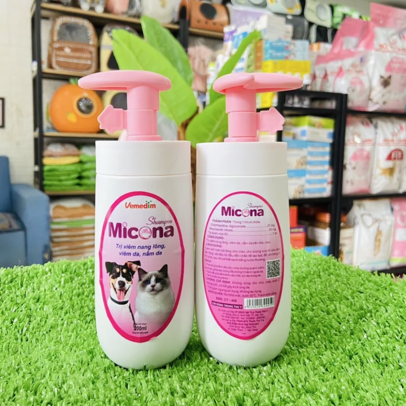 Sữa tắm Micona ngăn ngừa viêm nang lông, nấm, viêm da cho chó mèo 200ml