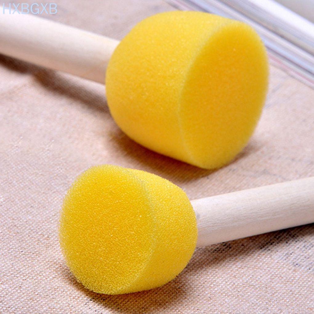 HXBG 5pcs Assorted Round Paint Foam Sponge Brush Set Painting Tools Stippler for Kids Painting Crafts and DIY