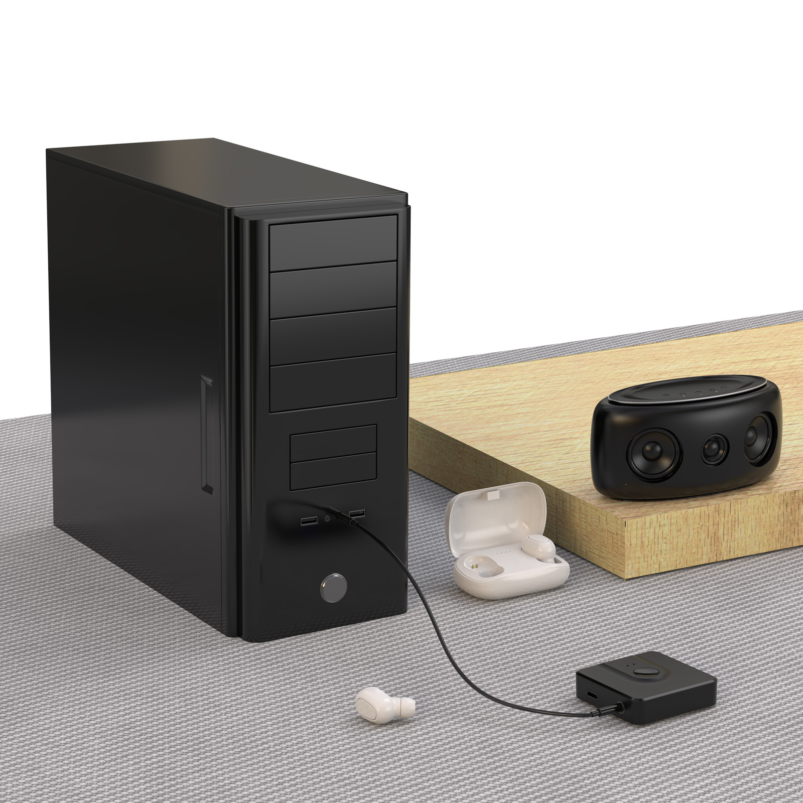 Bộ Chuyển Đổi Âm Thanh Không Dây BT-10 2 Trong 1 Bluetooth 5.0 Giắc 3.5mm AUX Cho TV Trên Ô Tô