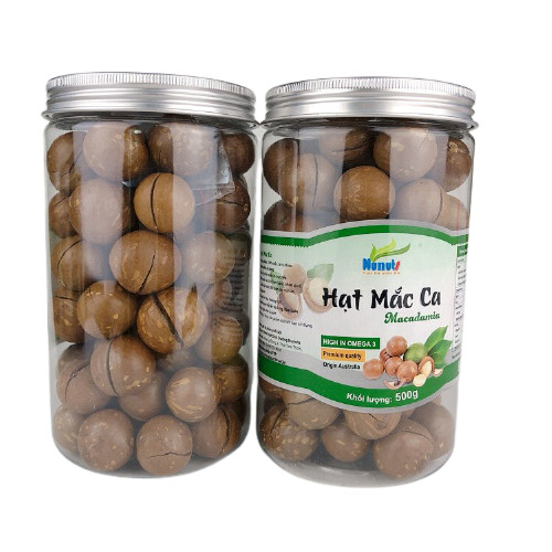 (SIÊU TIẾT KIỆM) 1kg Hạt macca Úc nứt vỏ, NGUYÊN VỊ, đã sấy giòn, ăn vặt mẹ bầu cực ngon Nunuts ( 2 hũ 500g).