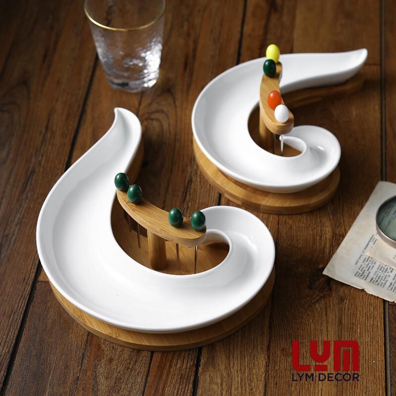 Khay trái cây hình xoắn ốc - Chất sứ cao cấp k chì - Hàng xuất Âu