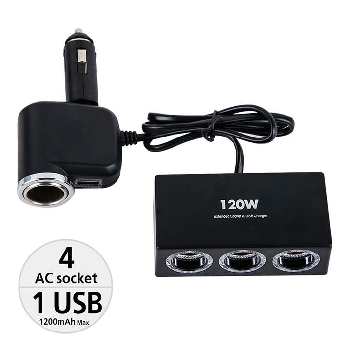 Bộ Chia Tẩu Sạc Dành Cho Xe Ô Tô 3 Cổng Tẩu & USB Model 1527 IN-CAR OLESSON