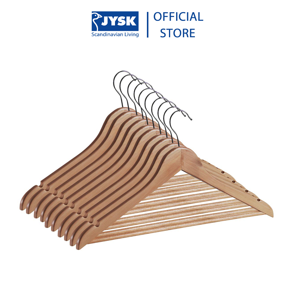 Bộ 10 móc áo JYSK Sigfrid gỗ tự nhiên 44.5x23x1.2cm