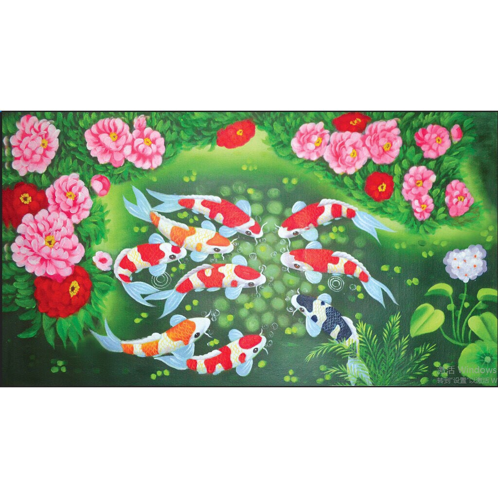 Tranh đính đá Cưu ngư-mẫu đơn ( chưa đính) - AL88655 - 94x52cm