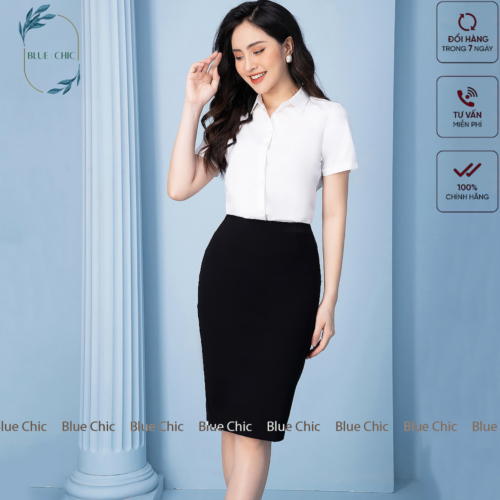 Áo sơ mi Blue Chic ngắn tay nữ chất vải cao cấp sơ mi cộc tay công sở dáng suông form chuẩn tôn dáng
