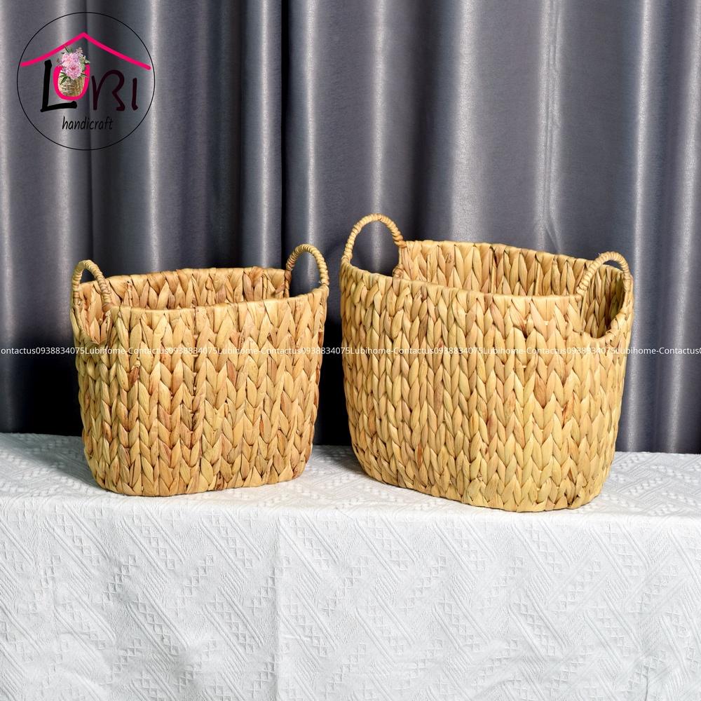 Lubihandicraft - Sọt đựng đồ đan lục bình hình oval bộ 4 - xinh xắn, mộc mạc