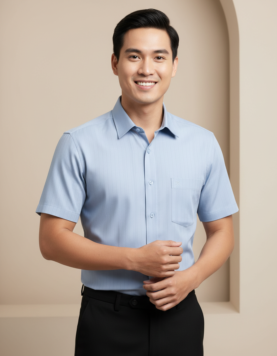 Áo sơ mi nam tay ngắn Khatoco(S-5XL)