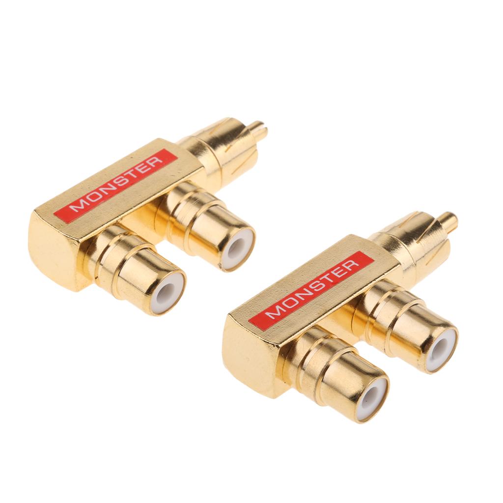 RCA Splitter RCA AV Audio F Splitter Plug 1 Male To 2 Female Gold Plated
