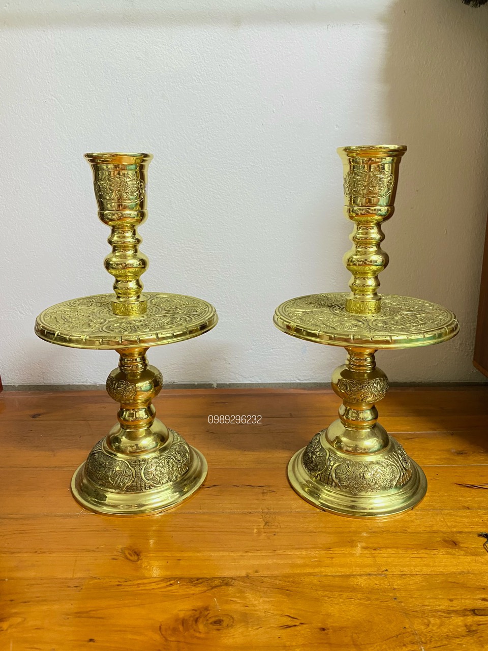 Đôi chân đèn nến cao 33cm bằng đồng thau - Nến S2