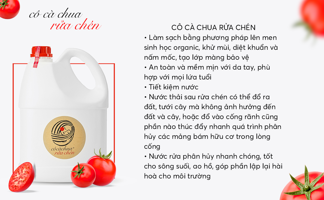 Nước Rửa Chén Sinh Học 4L Cô Cà Chua Yêu Nước An Toàn Cho Bé Bảo Vệ Da Tay