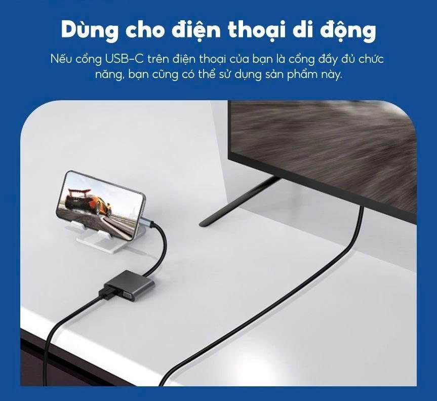 Cáp Chuyển Đổi USB Type-C Sang VGA HDMI (15cm) - Hàng Chính Hãng