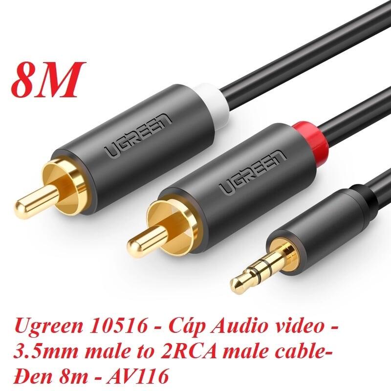 Ugreen UG10516AV102TK 8M màu Đen Cáp âm thanh 2 đầu Bông sen sang 3.5mm dương - HÀNG CHÍNH HÃNG