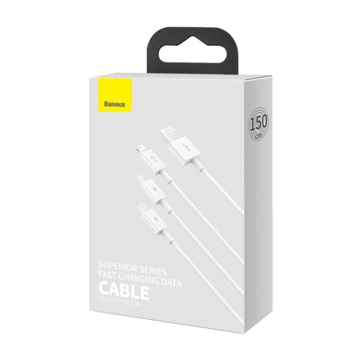 Cáp sạc đa năng Baseus Superior Series Fast Charging Data Cable USB to M+L+C 3.5A-Hàng chính hãng.
