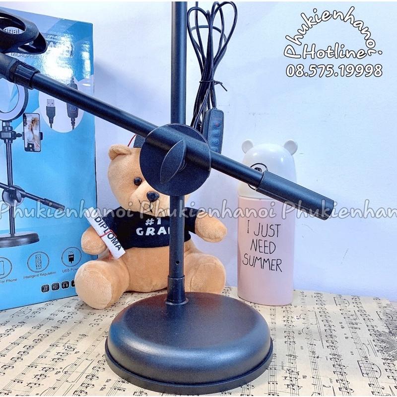 Đèn LiveStream 4in1 Có Chân Đỡ Micro Kẹp Hai Điện Thoại - Livestream Đa Năng Có Đèn Led