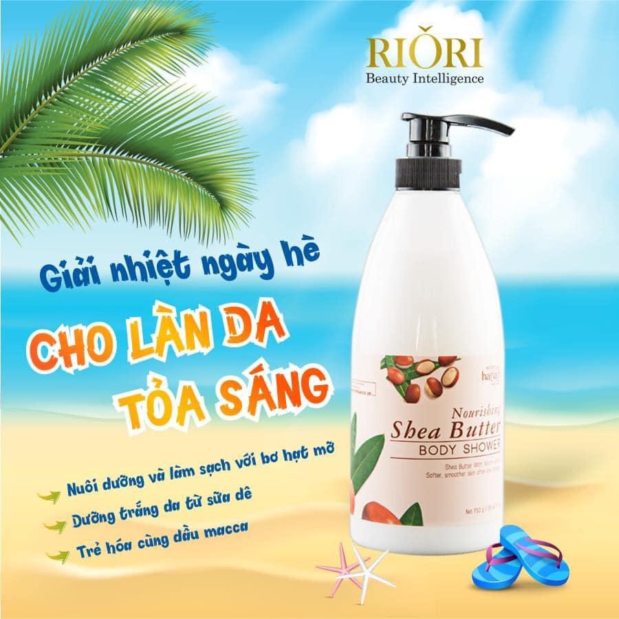 Sữa Tắm Dưỡng Ẩm Bơ Sữa Hạt Mỡ RIORI Nourishing Shea Butter Body Shower 750g - Chiết Xuất Sữa Dê và Bơ Hạt Mỡ