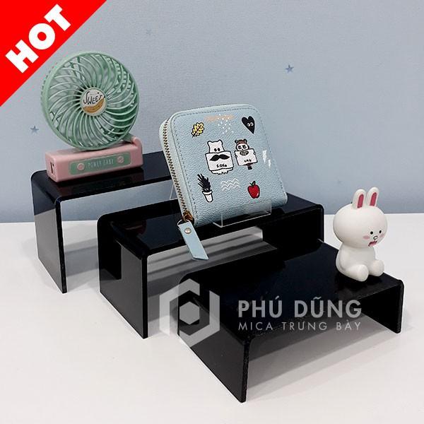 Bộ 3 Kệ Mica TRONG SUỐT DÀY 5 LY Trưng Bày Bóp Ví Nam/Nữ Kiểu Chữ U